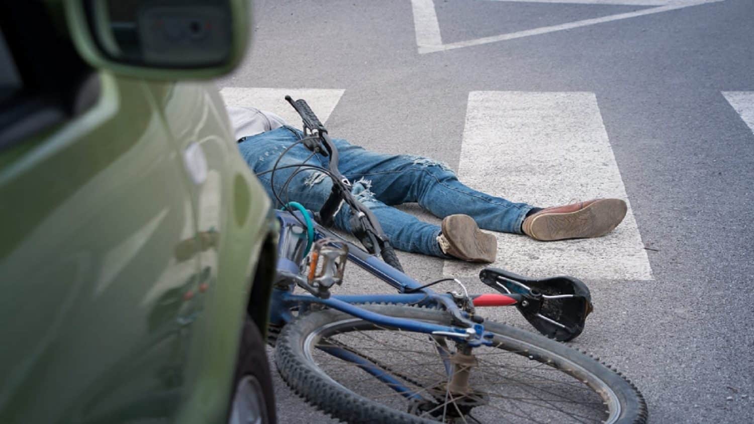 Injured Bicyclist Stock Photo