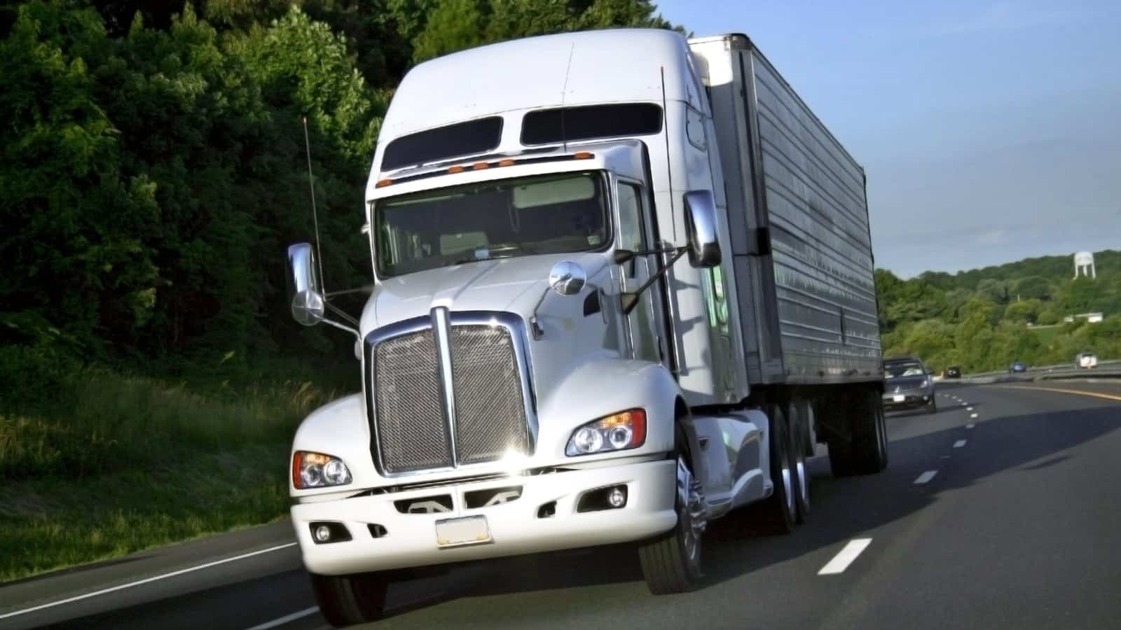 18-Wheeler Driving Stock Photo
