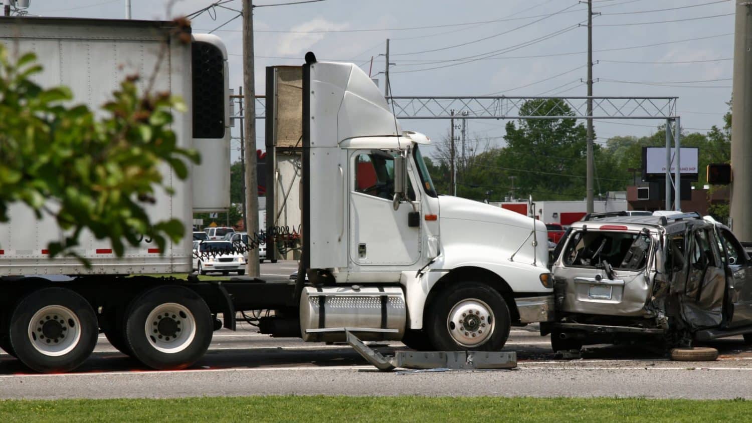 Tractor Trailer Collision Stock Photo
