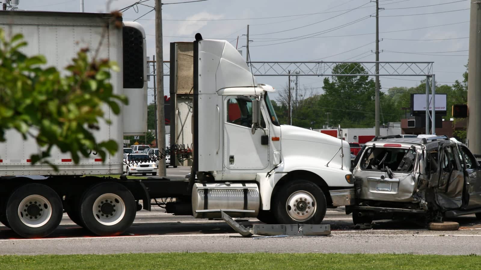 Tractor Trailer Collision Stock Photo